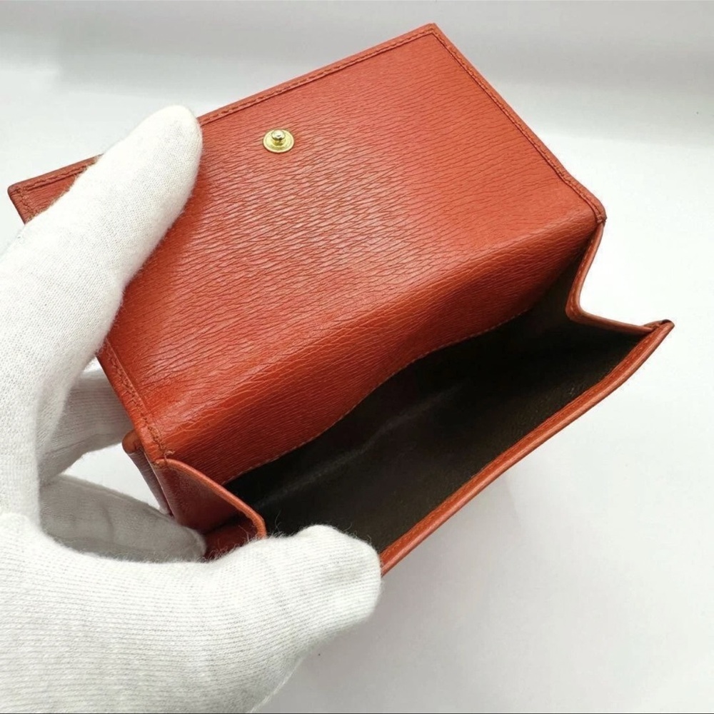 Gucci Jackie Orange Textured Leather Bifold Wallet with Gold Clasp - Picture 8 of 12